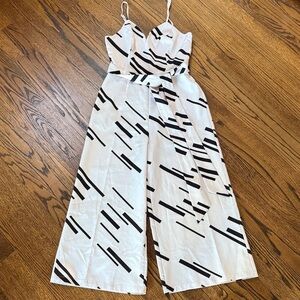 AKIRA Women’s Small Wise Leg Pink and Black Striped Jumpsuit